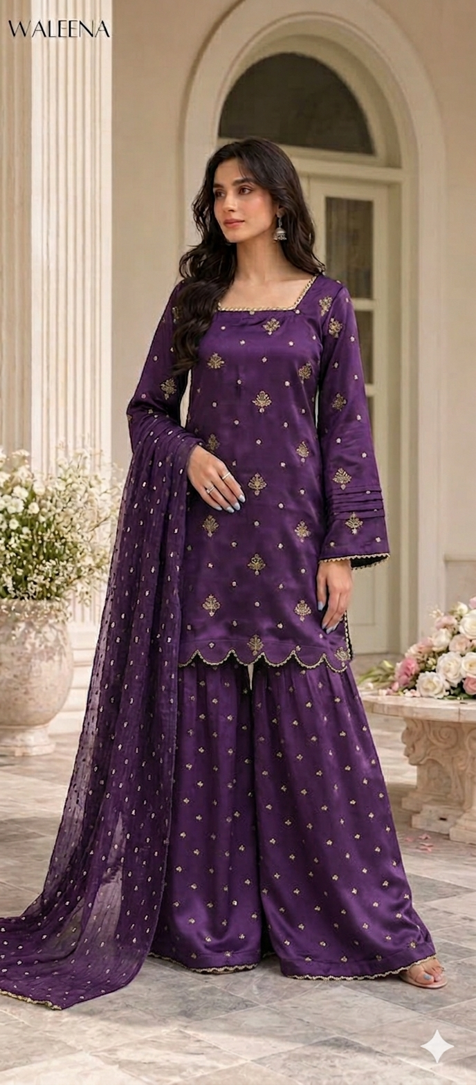 EMBROIDERY SATAN SILK 3PCS